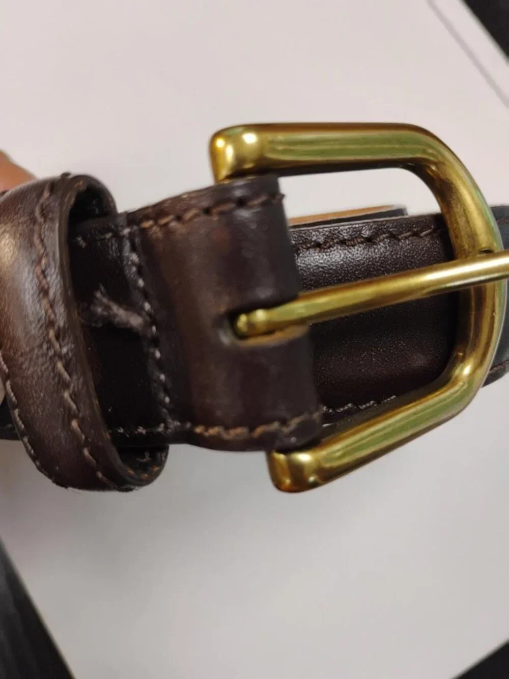 L.L.Bean Men’s Brown Full Grain Leather Belt Size 32 Brass Buckle USA